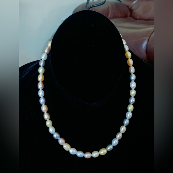 Honora Sterling Cultured Pearl Pastel Multi-Colored Necklace 16in High Luster - Picture 2 of 11